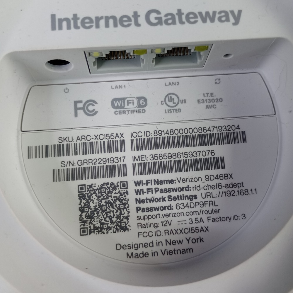 Verizon Internet Gateway ARC-XCI55AX Home Router 2022‎ Model Router ONLY - Picture 6 of 7